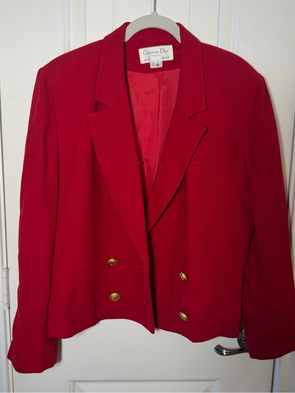 Vintage Christian Dior The Suit Red 100% Wool Double Breasted Blazer - Picture 2 of 9